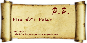 Pinczés Petur névjegykártya